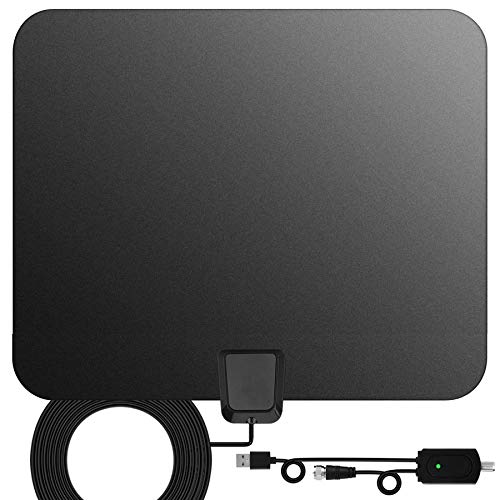 Book Cover TV Antenna Indoor Digital HDTV Freeview 4K HD VHF UHF for Local Channels 130 Miles with Signal Amplifier for All Television 16.4 ft Cable