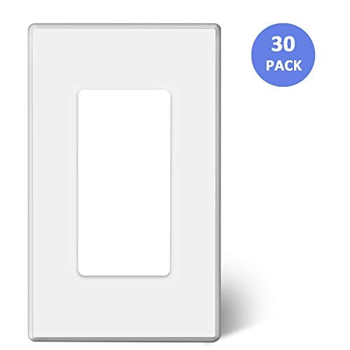 Book Cover [30 Pack] BESTTEN 1-Gang Screwless Wall Plate, USWP2 Elegance White Series, Standard Outlet Cover for Light Switch, Dimmer, Sensor, Timer, and Receptacle, Residential and Commercial, UL Listed
