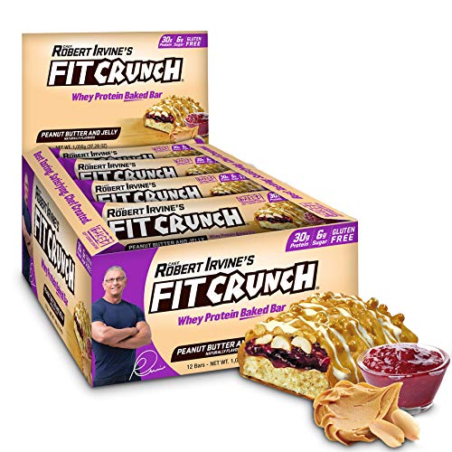 Book Cover FITCRUNCH Protein Bars, Designed by Robert Irvine, Protein Bar, Gluten Free, Award Winning Taste, Whey Protein Isolate, Low Sugar (12 Bars, Peanut Butter & Jelly)