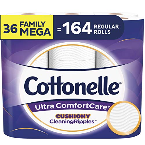 Book Cover Cottonelle Ultra ComfortCare Soft Toilet Paper with Cushiony Cleaning Ripples, Family Mega Rolls, 325 Sheets Per Roll, 18 Count (Pack of 2)