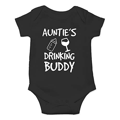 Book Cover CBTwear Auntie's Drinking Buddy - My Aunt is The Best - Cute Infant One-Piece Baby Bodysuit