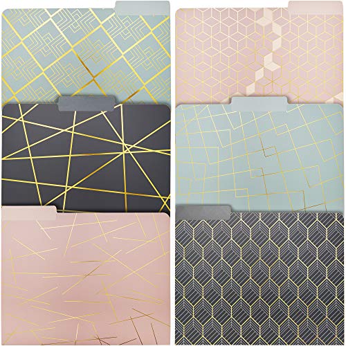 Book Cover Paper Junkie Geometric Gold Foil Decorative File Folders, 6 Designs, Letter Size