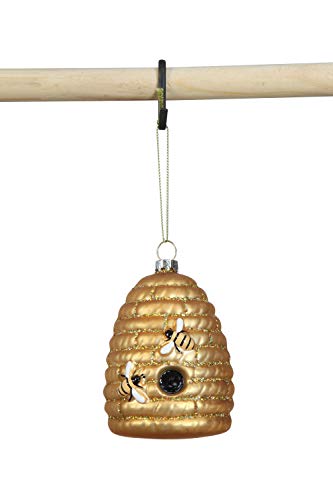 Book Cover Creative Co-op Glass Beehive Ornament, Gold