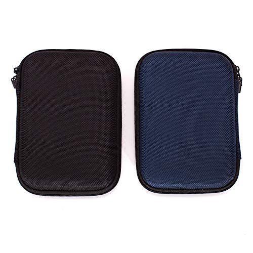 Book Cover Ginsco Hard Carrying Case for Portable External Hard Drive Toshiba Canvio Basics Seagate Expansion WD Elements (2pcs(Black+Blue))