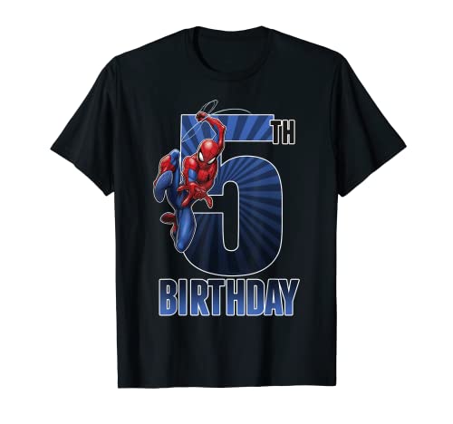 Book Cover Marvel Spider-Man Swinging 5th Birthday Graphic T-Shirt