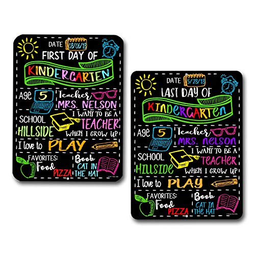 Book Cover Honey Dew Gifts Chalkboard Style School Photo Prop Board, Kindergarten, Preschool, Reusable Tin Sign (First and Last Day HDG-1134 9x12)