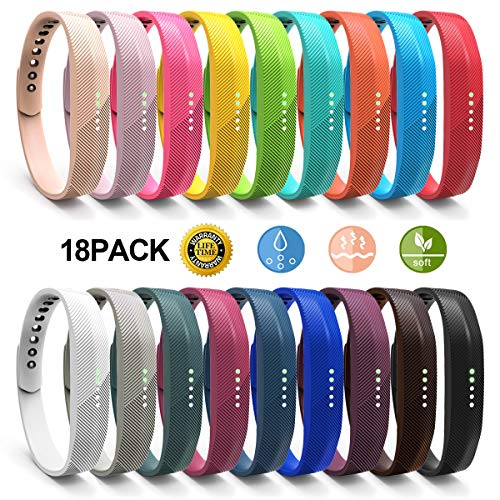 Book Cover JOMOQ Compatible Flex 2 Bands, Silicone Replacement Band for 2016 Flex 2 Sports Classic Fitness Replacement Accessories Wrist Band (Small, 18pcs)