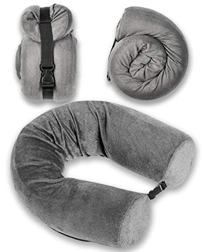 Book Cover Memory Foam Neck Pillow for Airplane Travel and Shoulder Pain Relief (No Bendable Core)