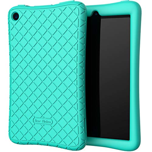 Book Cover Bear Motion Silicone Case for All-New Fire 7 Tablet - Anti Slip Shockproof Light Weight Kids Friendly Protective Case for Fire 7 (ONLY for 9th Generation 2019 Model) - Turquoise