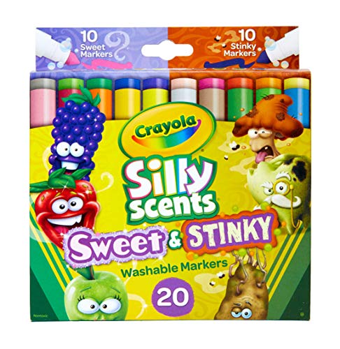 Book Cover Crayola Silly Scents Sweet & Stinky Scented Markers, 20Count, Washable Markers, Gift for Kids, Age 3, 4, 5, 6