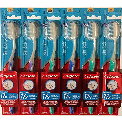 Book Cover Colgate Slim Soft Gliding Tips Toothbrush, Extra Soft, Compact Head - Pack of 6