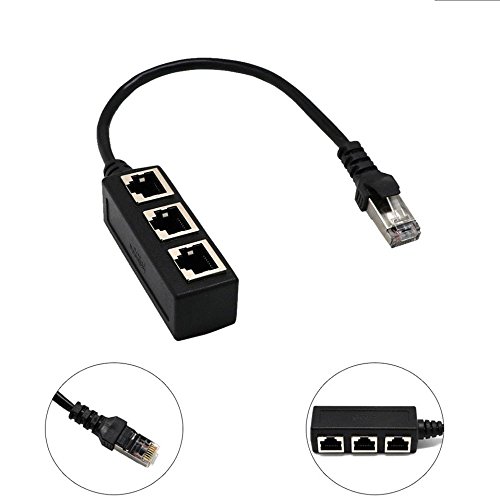 Book Cover RJ45 Ethernet Splitter Cable, Tomjoy RJ45 Y Splitter Adapter 1 to 3 Port Ethernet Switch Adapter Cable for CAT 5 / CAT 6 LAN Ethernet Socket Connector Adapter Cat5 Cat6 Cable