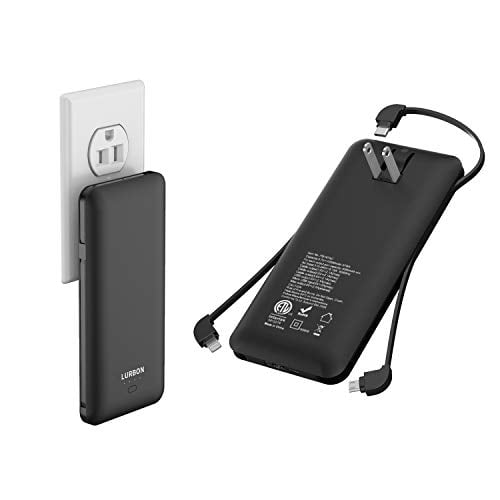 Book Cover 10000 mAh Portable Charger Power Bank Ultra Slim External Battery Pack with Built in AC Plug, Type-c Cable,Micro Cable and Other Cable for Cell Phone