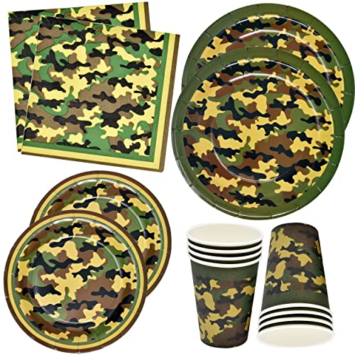 Book Cover Camouflage Party Supplies Disposable Tableware Set 24 9