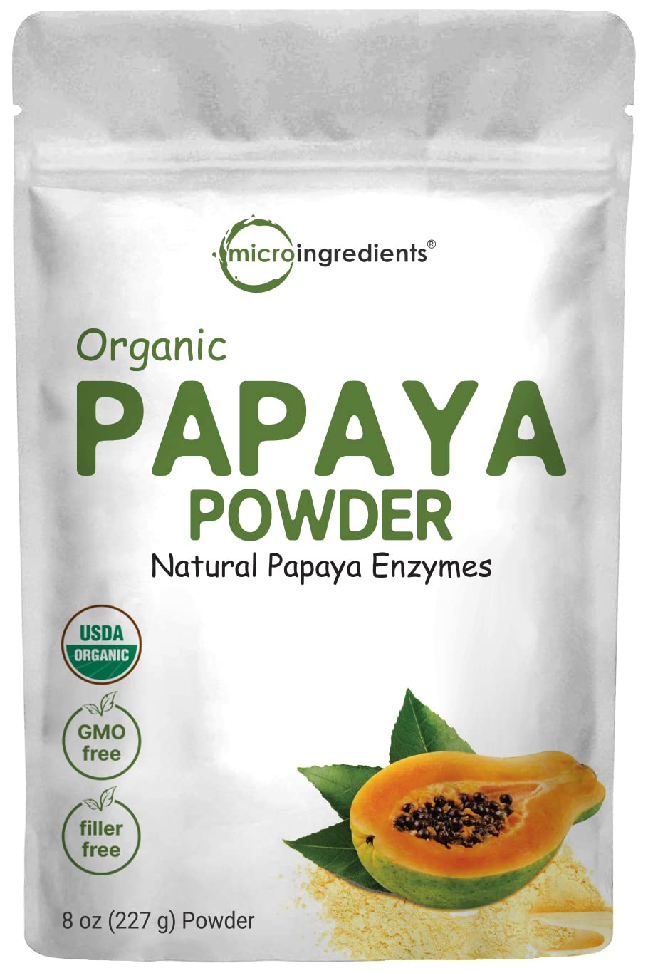 Book Cover Micro Ingredients Organic Papaya Fruit Powder, 8 Ounce, Freeze Dried, Naturally Rich in Papaya Enzyme, Supports Antioxidant and Digestive Function, No GMOs & Vegan Friendly 8 Ounce (Pack of 1)