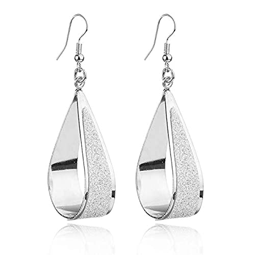 Book Cover Fashion Women's Silver Crystal Scrub Water Drop Dangle Earrings Party Jewelry Gift