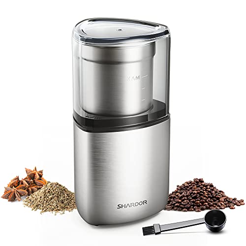 Book Cover SHARDOR Electric Coffee Bean Grinder, Spice Grinder, 1 Removable Bowl with Stainless Steel Blade, Silver