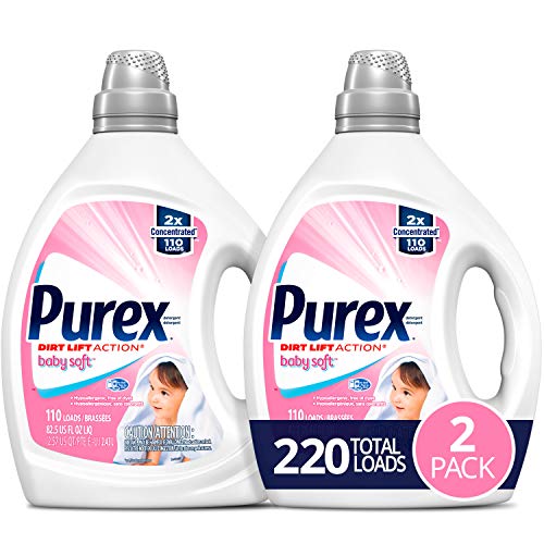 Book Cover Purex Liquid Laundry Detergent, Baby Soft, Hypoallergenic, 2X Concentrated, 2 Pack, 220 Total Loads