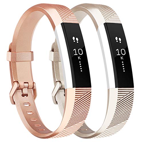 Book Cover Tobfit Waterproof Sport Bands Compatible with Fit bit Alta/Alta HR/Ace, Soft TPU Replacement Wristbands, Small, Champagne Gold/Rose Gold