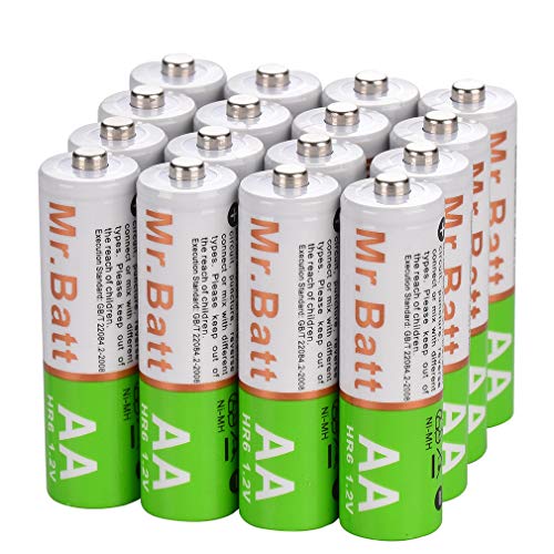 Book Cover Mr.Batt NiMH Rechargeable AA Batteries Pre-Charged, 1600mA (16 Pack)