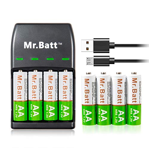 Book Cover Mr.Batt Rechargeable AA Batteries 1600mAh (8 Pack) and Rechargeable Battery Charger