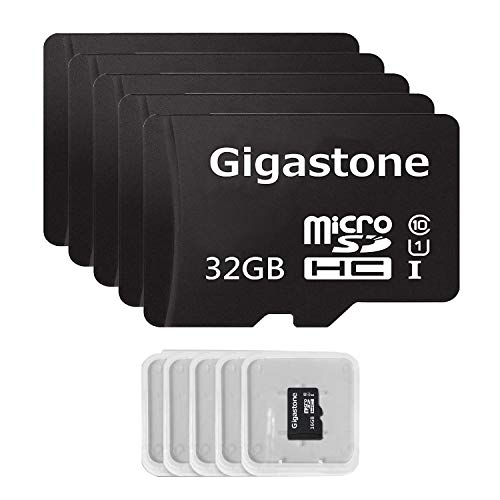 Book Cover Gigastone Micro SD Card 32GB 5-Pack Micro SDHC U1 C10 High Speed Memory Card Class10 Uhs Full HD Video Nintendo Gopro Camera Samsung Canon Nikon DJI Drone - Black