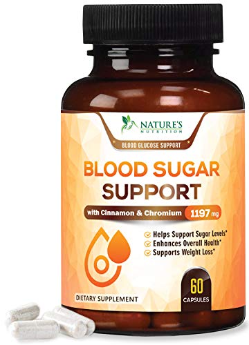 Book Cover Blood Sugar Support Supplement Extra Strength 2000mg - Multivitamin for Natural Blood Sugar Control with Cinnamon, Alpha Lipoic Acid, Chromium & Bitter Melon Extract. Natures Nutrition - 60 Capsules