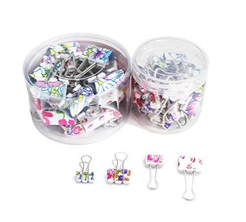 Book Cover SKKSTATIONERY 48 Pcs Multicolor Binder Clips, Cute Printing Style, 1 Inch & 0.75 Inch.