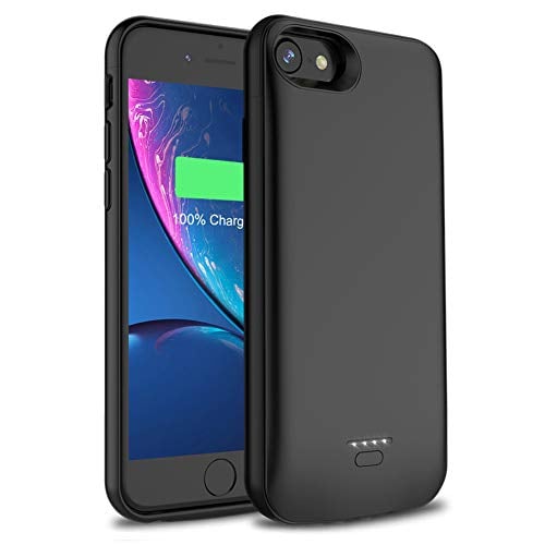 Book Cover WAVYPO Battery Case for iPhone 6/6s/7/8, 4000mAh Extended Rechargeable Charging Case Portable Power Bank External Battery Pack Protective Charger Case for iPhone 6, 6s, 7, 8 (4.7inch)-Black