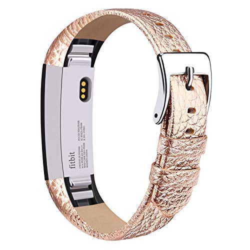 Book Cover Vancle Compatible with for Fitbit Alta Bands Leather, Adjustable Replacement Accessories Fitbit Alta HR Bands for Women Men (5. Rose Gold)