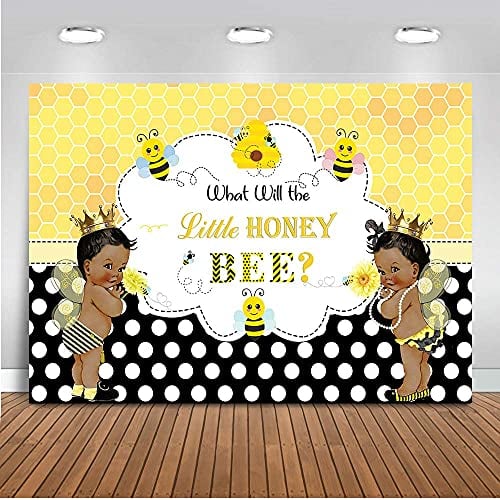 Book Cover Mocsicka Bee Gender Reveal Backdrop What Will Little Honey Bee Photography Background 7x5ft Vinyl Bees Baby Gender Reveal Party Banner Backdrops