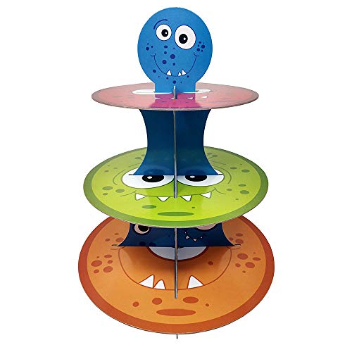 Book Cover Monster Cupcake Stand & Pick Kit, Monster Party Supplies, Monster Decorations, Birthdays, Cake Decorations, Kids Birthdays, 3 Tier Cardboard