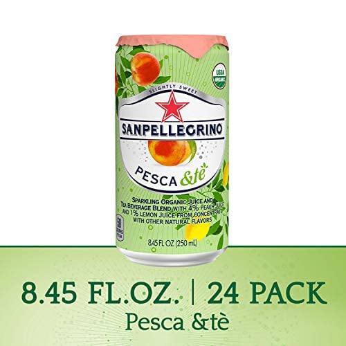 Book Cover San Pellegrino Sparkling Organic Juice & Tea Beverage Blend, Pesca &te, 8.45 Fl Oz, Pack of 24