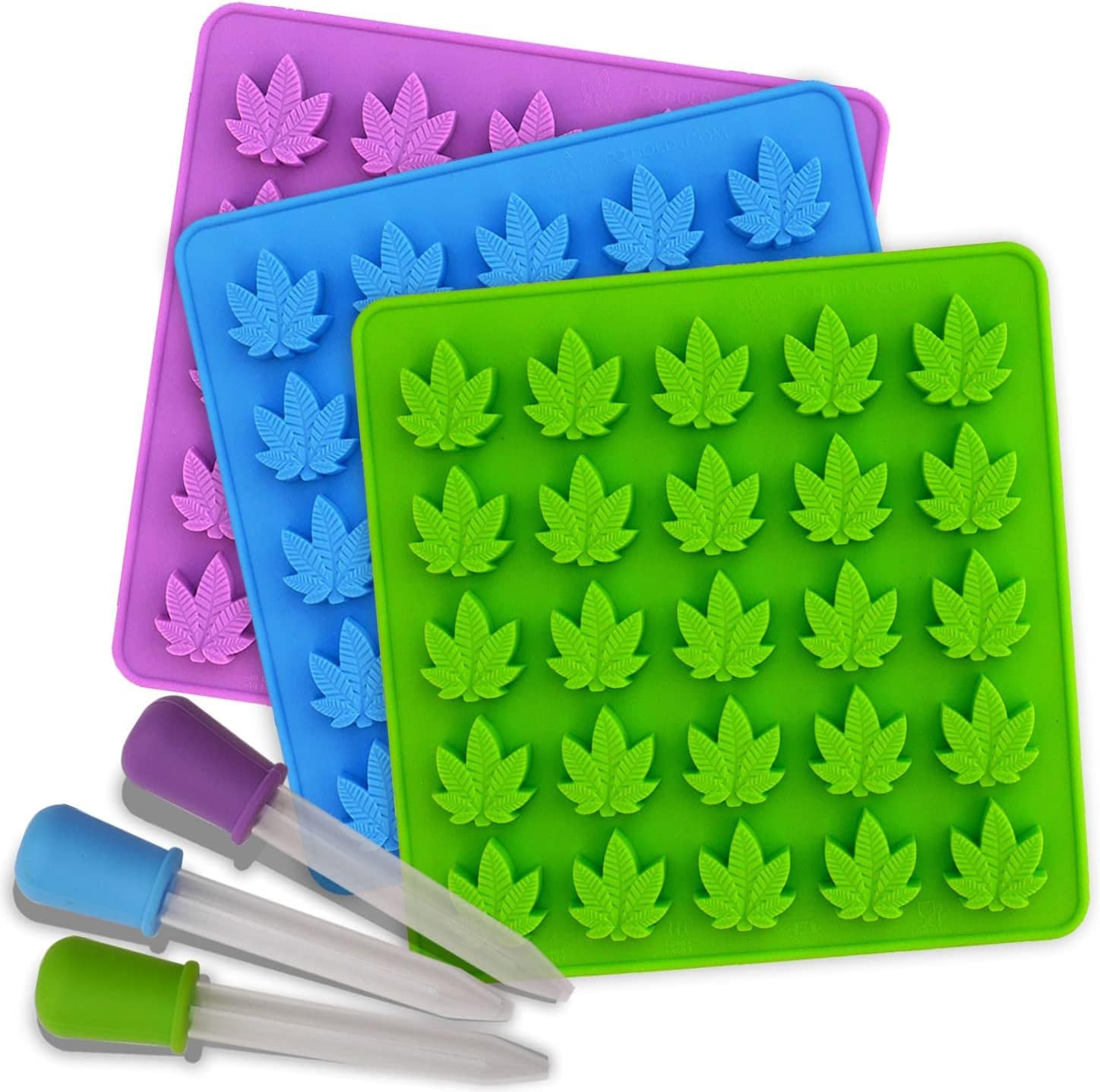 Book Cover PJ BOLD Marijuana Leaf Gummy Molds Silicone Candy Mold Novelty Gift - 3 Pack