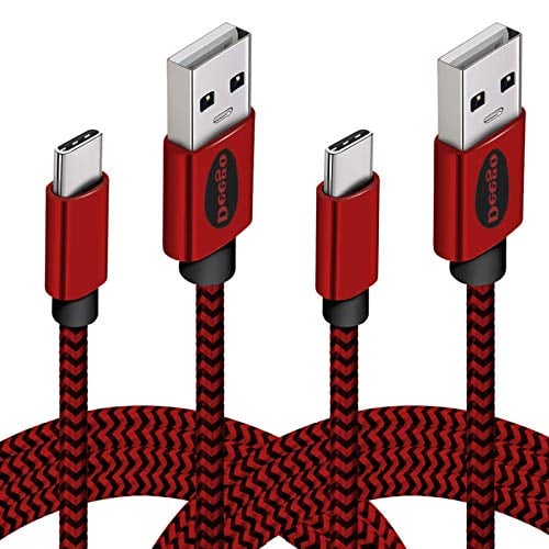 Book Cover USB Type C Cable,DEEGO 2Pack Durable USB C to A Fast Charger Nylon Braided USB C Cable 10Ft 6Ft Compatible for Samsung Galaxy S10 S9 S8 Plus Note 9 8, LG Slylo 4,V40,G7,G6,Google Pixel 2,Red