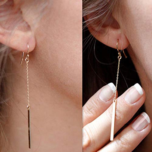 Book Cover Artmiss Women Earrings Gold Long Drop Dangle Simple Dainty Bar Earring Ear Chain for Girls