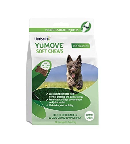 Book Cover YuMOVE Joint Supplement for Small Dogs - Glucosamine, Green Lipped Mussel, Omega 3, Chondroitin, Hyaluronic Acid - Natural Relief from Hip Ache, Stiff Joints, Inflammation - 30 Chewable Tasty Treats