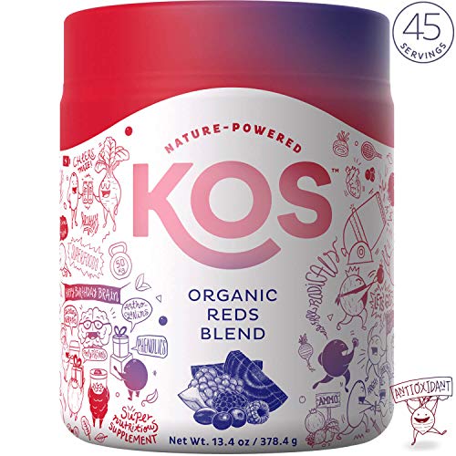 Book Cover KOS Organic Reds Blend Supplement | Superfood Antioxidant Powder | Natural Plant-Based, Delicious Vegan Juice Drink | Digestive Enzymes, Beet Root, Goji Berries | Daily Energy Booster | 45 Servings