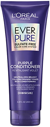 Book Cover L'Oreal Paris EverPure Sulfate Free Brass Toning Purple Conditioner for Blonde, Bleached, Silver, or Brown Highlighted Hair, 6.8 Fl; Oz (Packaging May Vary)
