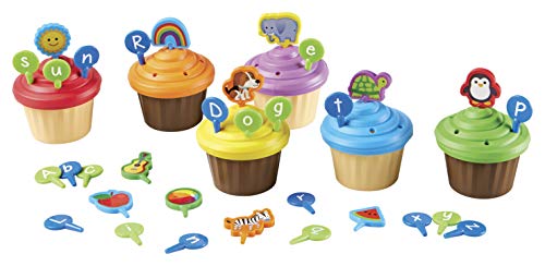 Book Cover Learning Resources ABC Cupcake Party Toppers, Develops Language Skills, Early Alphabet Learning, Pretend Play Food, Vocabulary Toy, 64 pieces, Ages 3+