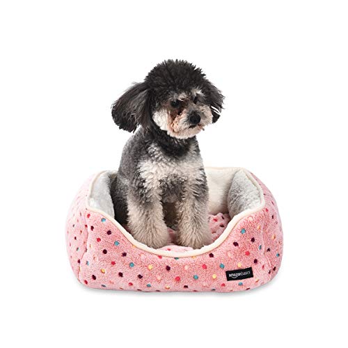 Book Cover Amazon Basics Cuddler Pet Bed - Small, Pink Polka Dots