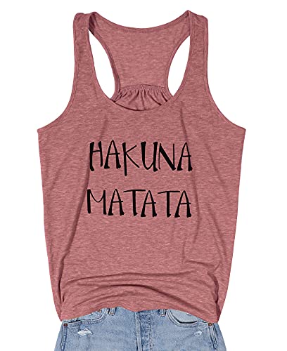 Book Cover Hakuna Matata Racerback Tank Tops for Women Funny Letters Print Sleeveless Tees T-Shirts