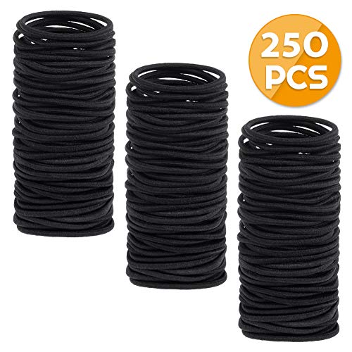Book Cover Anezus 250 Pcs 3mm Black Elastics Small Hair Ties Hair Bands Accessories for Girls