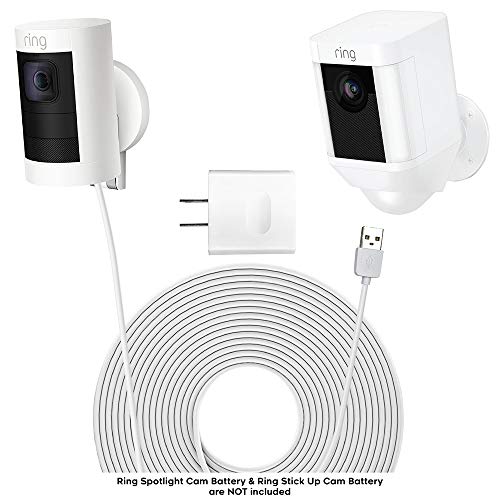 Book Cover Charging Cable for Spotlight Camera & Stick Up Cam (White) - Ring Spotlight Batteries HD Charger - Stick-Up Camera Power Cord - 5v 2A USB Cables for Ring - Ring Power Cord for Wall Charging by Sully