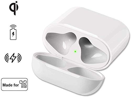 Book Cover Lenture Wireless Charging Case Replacement Compatible with Air Pods (Not Included Air pods), Built in 450mAh Battery, Supply 5 Times Full Charged Air pods Charging Protection Carrying Case (White)