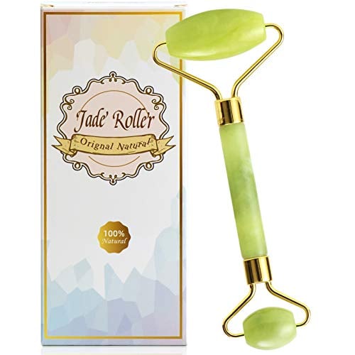 Book Cover 100% Natural Jade Face Roller/Anti Aging Jade Stone Massager for Face & Eye Massage - Make Your Face Skin Smoother and Looks Younger