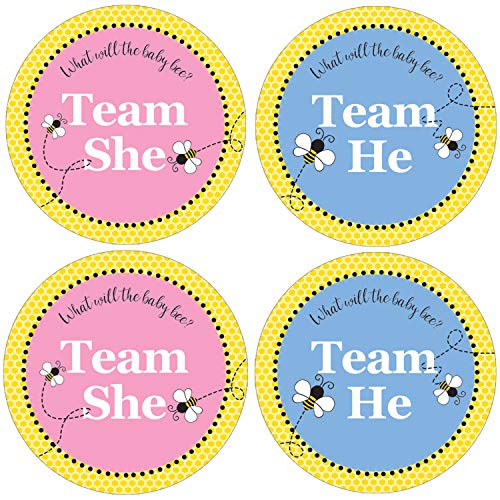 Book Cover What Will Baby Bee Gender Reveal Team Boy or Girl Stickers - 40 Labels