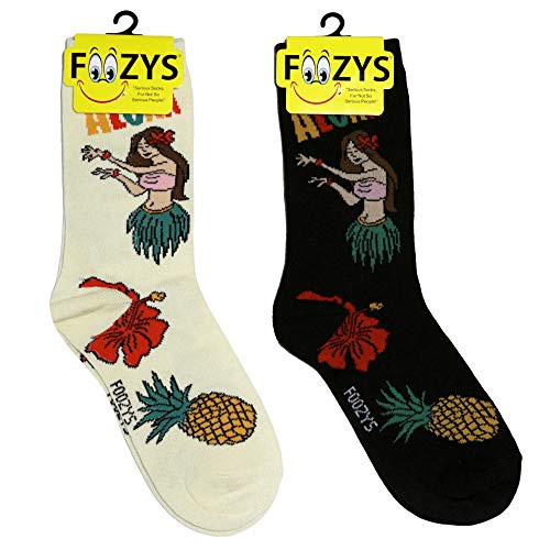 Book Cover Foozys Women’s Crew Socks | Tropical Island Oasis Themed Novelty Socks | 2 Pair