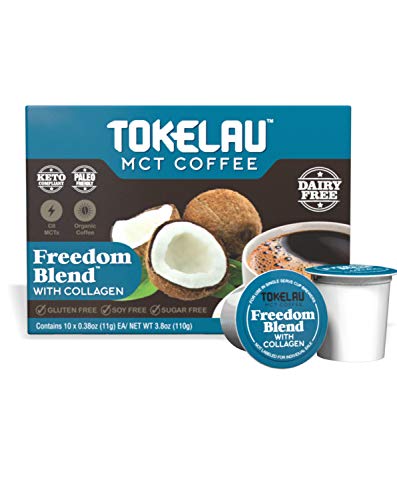 Book Cover Tokelau Keto Coffee Pods for Keurig Style Brewers. Organic Ketogenic Coffee Pods with C8 MCT Oil and Collagen. Get Into Ketosis Fast and Burn Fat for Fuel. Sugar-Free and 100% Dairy Free.