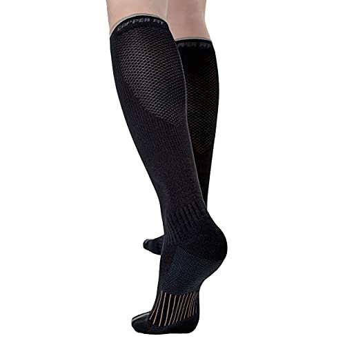 Book Cover Copper Fit Unisex's 2.0 Easy-Off Knee High Compression Socks Running, Black, S/M